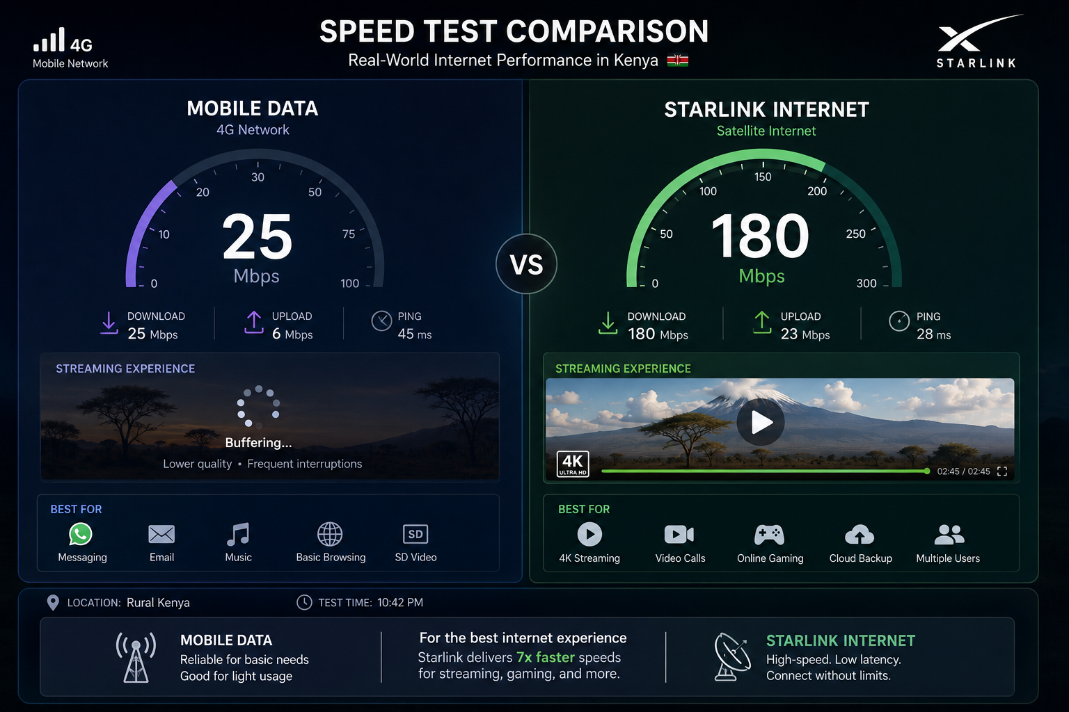 Internet Comparison in Kenya: 9 Proven Starlink Wins
